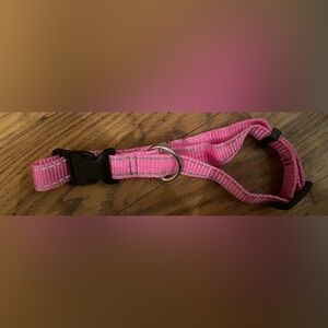 Pink Large Dog Collar with Silver Ring and Reflective New